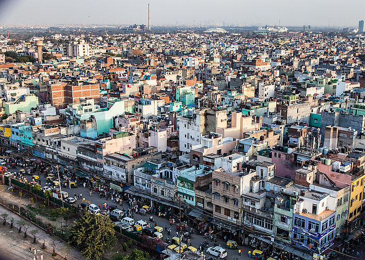 Crowded Old Delhi seen from the Jama Masjid 