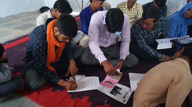 Sambhariya representatives fill in a survey